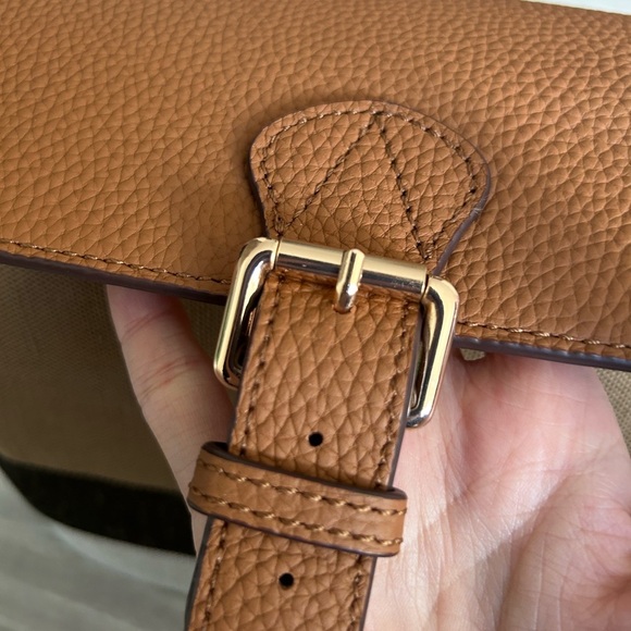 Tan and Black Crossbody Bag with Structured Design - Picture 4 of 5